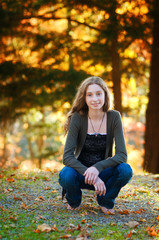 teen girl outdoors in fall