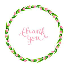 Fototapeta premium Thank you with wreath of flowers