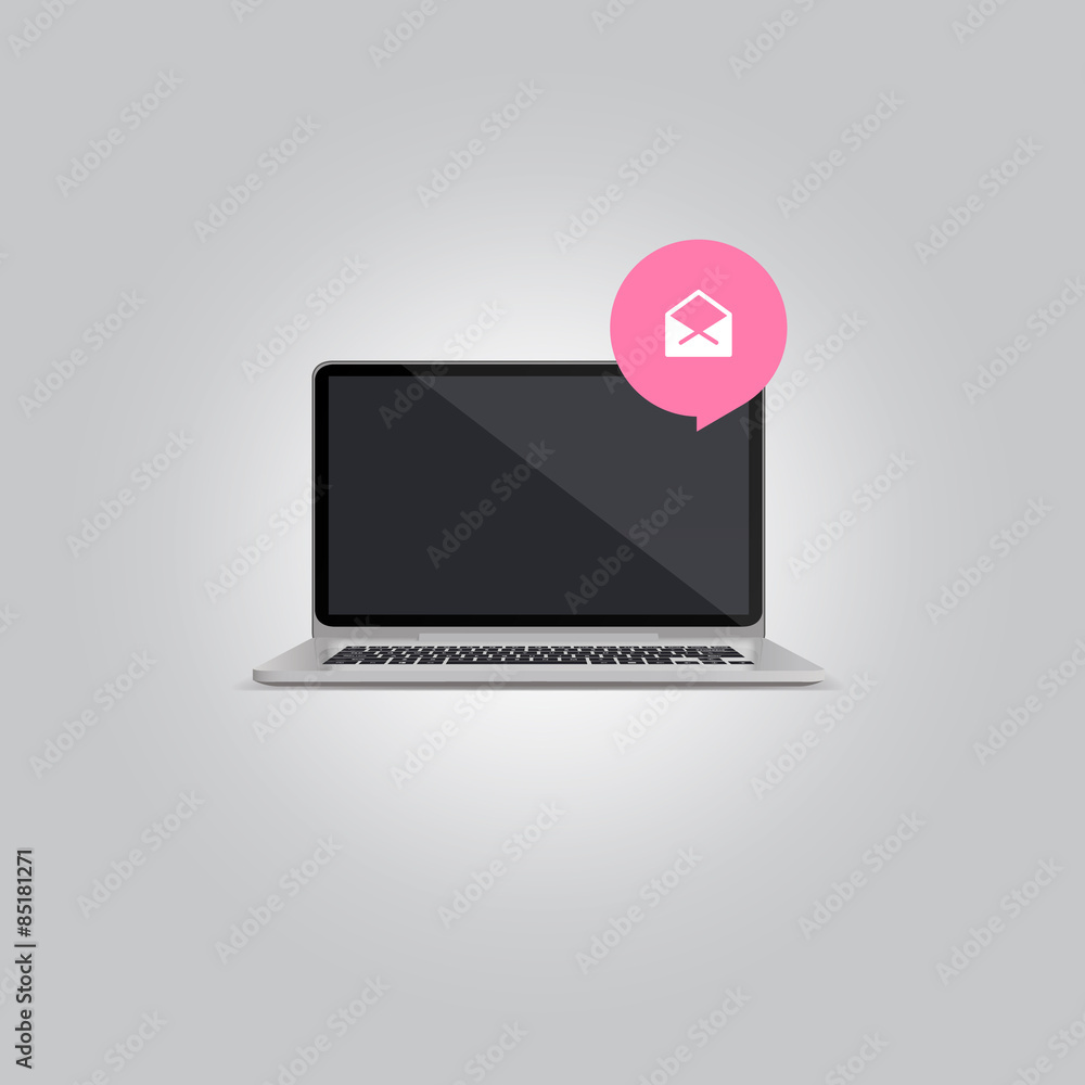 Poster notebook and email icon, realistic vector design