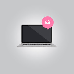 notebook and email icon, realistic vector design