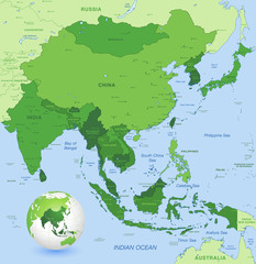 High detail vector map of far east Asia
