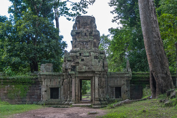 gopura of the royal palace in the archaeological angkor thom place in siam reap cambodia