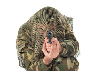 Soldier shooting a gun