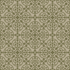Beige seamless background. Royal elements in a gothic style. Ornament for a tiles and mosaics. Pattern for wallpaper and textile. Editable vector file.