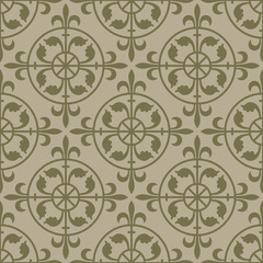 Beige seamless background. Royal elements in a gothic style. Ornament for a tiles and mosaics. Pattern for wallpaper and textile. Editable vector file.