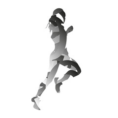 Fototapeta na wymiar Abstract monochromatic vector running woman