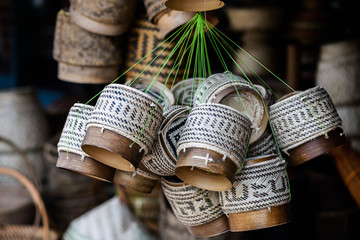 Kratip, bamboo basket for lunch box in Thailand.