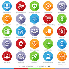 SEO Internet And Development Long Shadow Flat Icon Set 02