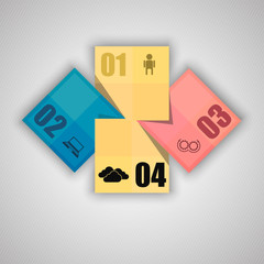 four squares for the data - a modern layout, can be used for numbered banners and other