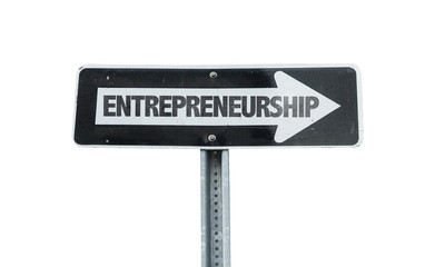 Entrepreneurship direction sign isolated on white