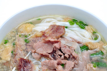 Pho or Vietnamese rice vermicelli noodle with beef 