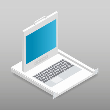 Kvm switch rackmount isometric detailed icon