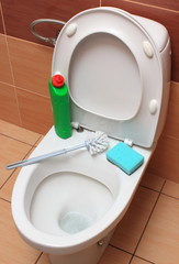 Accessories for cleaning on toilet bowl