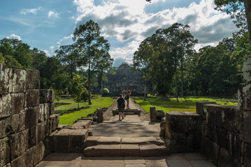 general sight of the oriental gopura of the exterior enclosure of the baphuon in the archaeological angkor thom place in siam reap, cambodia