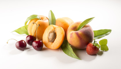 summer fruits isolated on white background