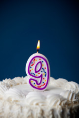Cake: Birthday Cake With Candles For 9th Birthday