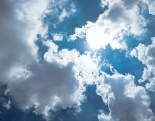 Dark sky with sun burst ray with cloudy