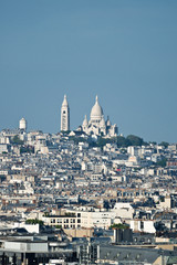 Beautiful aerial view of Montmartre with Sacred Heart Cathedral