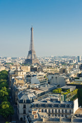 Fototapeta premium cityscape with Eiffel Tower in the light of sunset