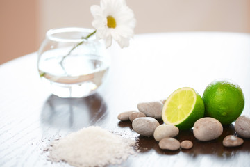 Spa composition. Salt Lime Flower and Stones. Body scrub.