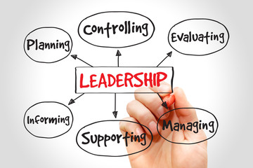 Leadership mind map, business management strategy concept