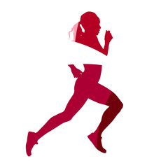 Fototapeta na wymiar Abstract red woman runner geometric silhouette