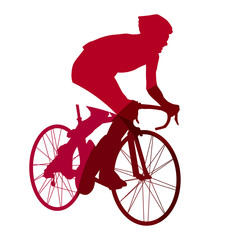 Naklejka premium Abstract red cyclist geometric silhouette
