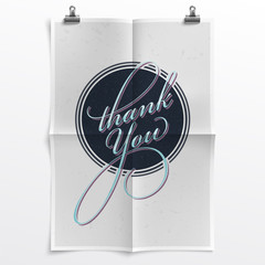 Thank You Note with a Retrofuturistic Touch on a Folded Poster Template with Realistic Texture and Shadow - Layered, Organized Vector File