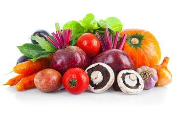 Fresh vegetables with leaf lettuce. Isolated on white background