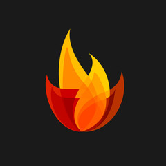 Fire vector sign. Colorful flame logo template.