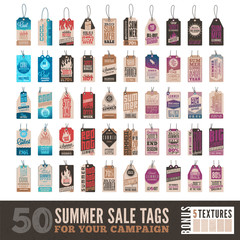 Collection of 50 Summer Sales Related Hang Tags + 5 Vintage Textures