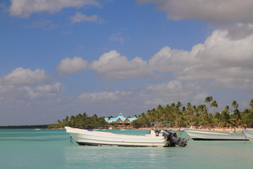 Fototapeta na wymiar Old high-speed motor boat. Bayahibe, Dominican Republic