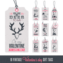 Collection of 10 Vintage Valentine's Day Related Gift Tags