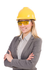 Construction employee isolated on white