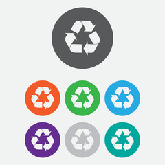 vector recycle symbol. recycle vector icon. Round circle buttons