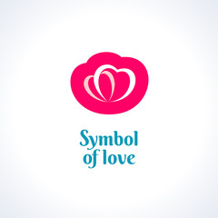 Love symbol logo template. Two hearts.