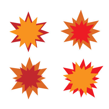 Burst star icons. Red and orange.