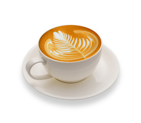 Latte art , coffee isolated on white background