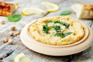 lemon hummus with Basil dressing