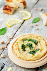 lemon hummus with Basil dressing