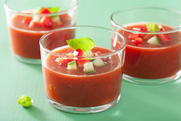cold gazpacho soup in glass