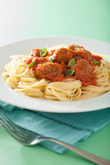 spaghetti with meatballs in tomato sauce