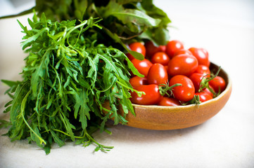 Green salad and red tomato raw