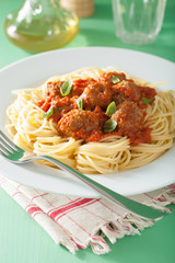 spaghetti with meatballs in tomato sauce