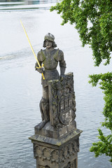 Fototapeta na wymiar The statue of the knight Bruncvik, Charles bridge, Prague