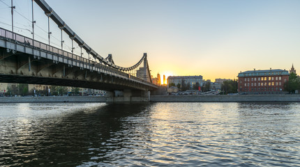 Fototapeta na wymiar Krymsky Bridge in Moscow