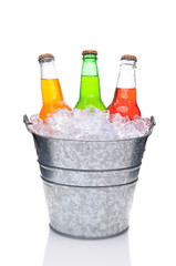 Assorted Soda Bottles in Bucket