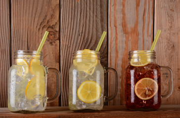 Lemonade and Fruit Juice Glasses on Shelf