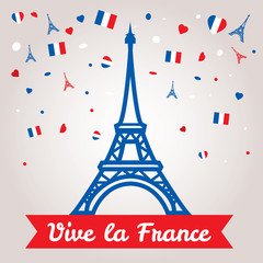 Greeting card design for The Bastille Day 14 july or another French holiday