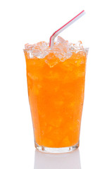Glass of Orange Soda With Drinking Straw